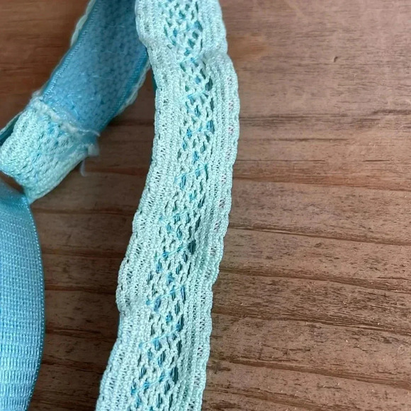 NWOT Victoria's Secret VTG Turquoise Baby Blue Floral Bows Embroidered Demi Bra - Picture 7 of 9